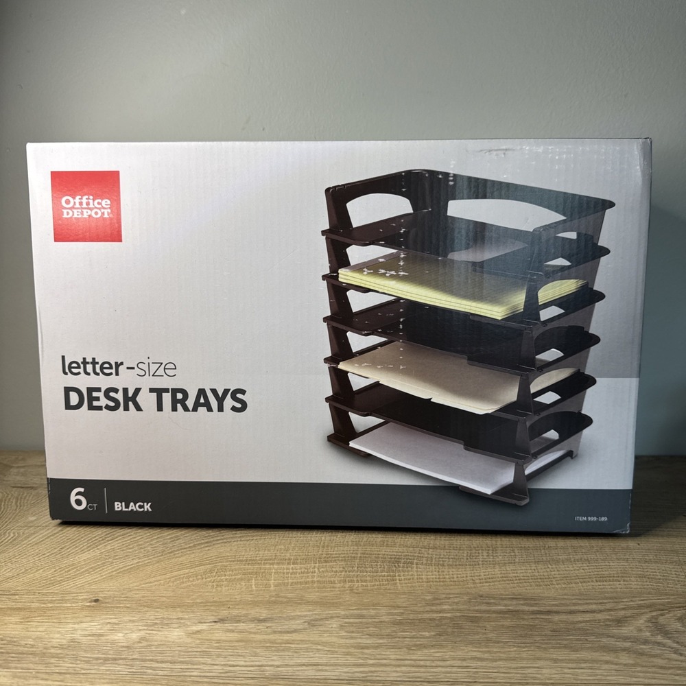 Office Depot Desk Letter Size Stacking Trays Black 6‎ Pack Workspace Desktop
